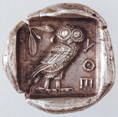 Αργυρό τετράδραχμο Αθηνών, 440-420 π.Χ. Οπισθότυπος  Γλαύκα Αθήνα